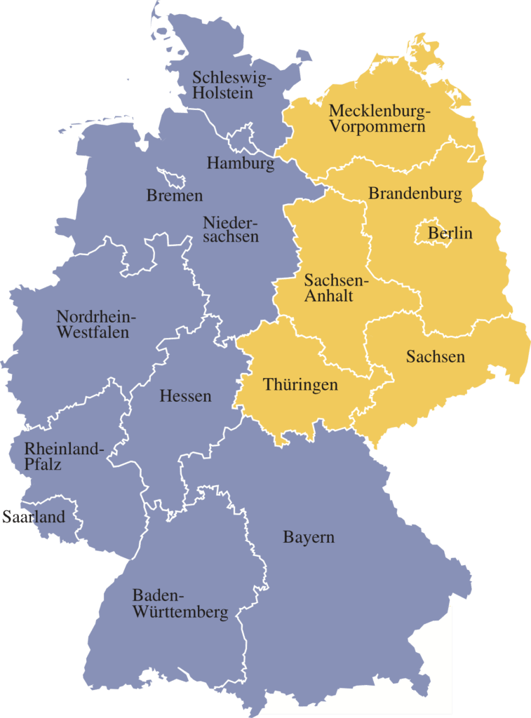 Deutschlandkarte Alte und Neue Bundesländer